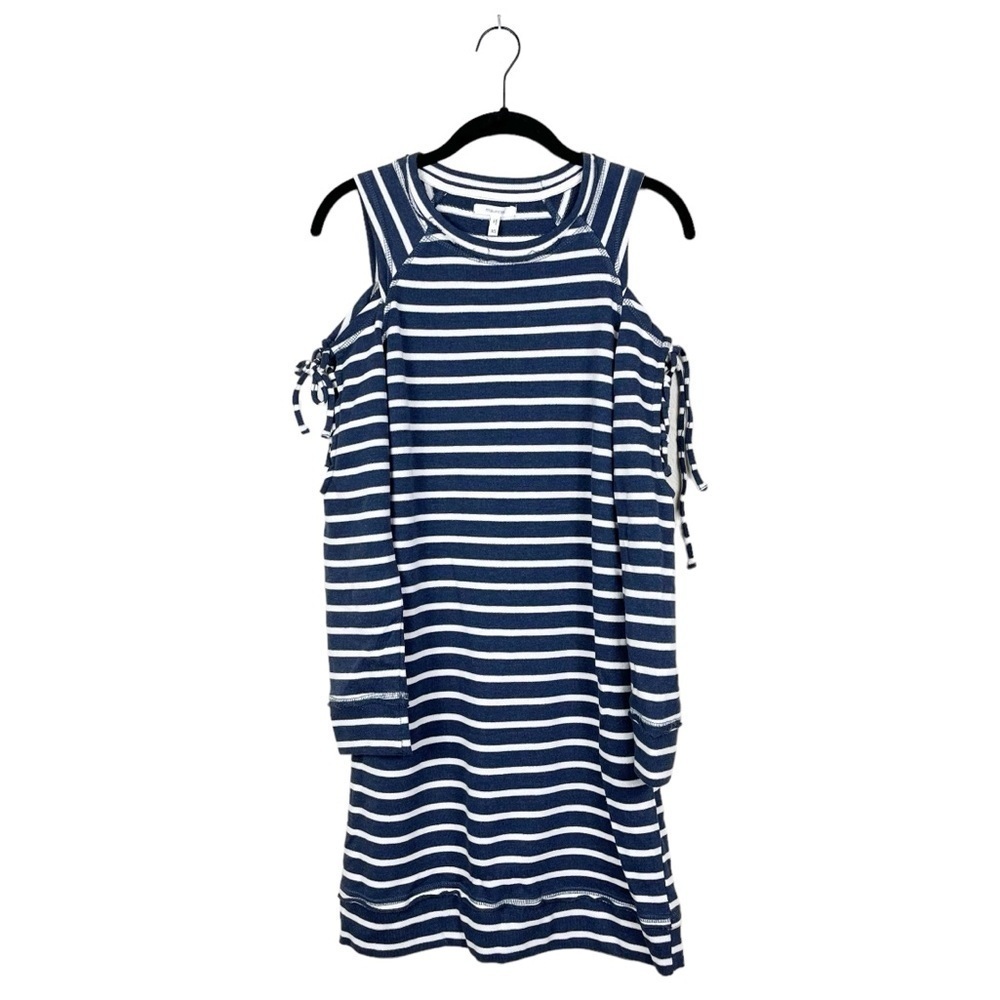 Maurices Women's Navy Nautical Stripe Cold Shoulder Lace Up Terry Dress Size XS